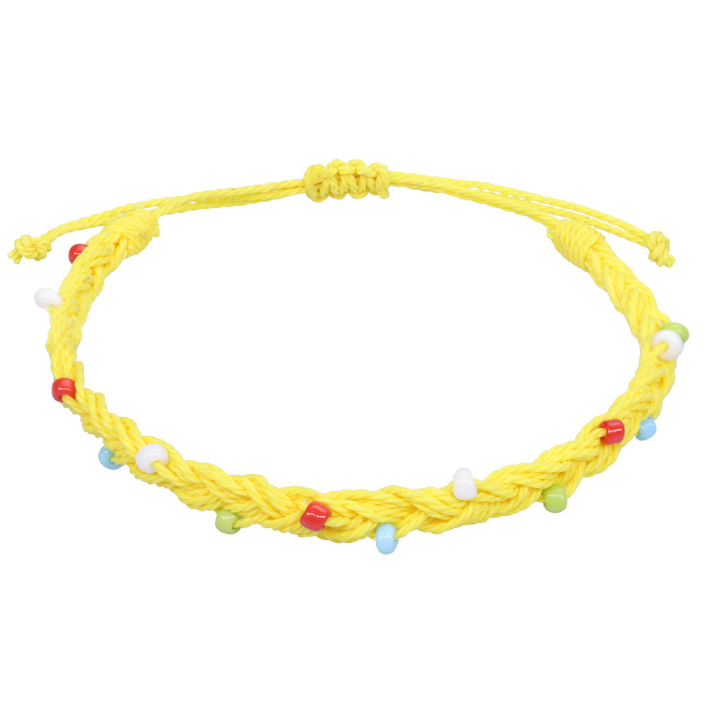 Wholesale Handwoven Waterproof Waxed Thread and Rice Beads Bracelet